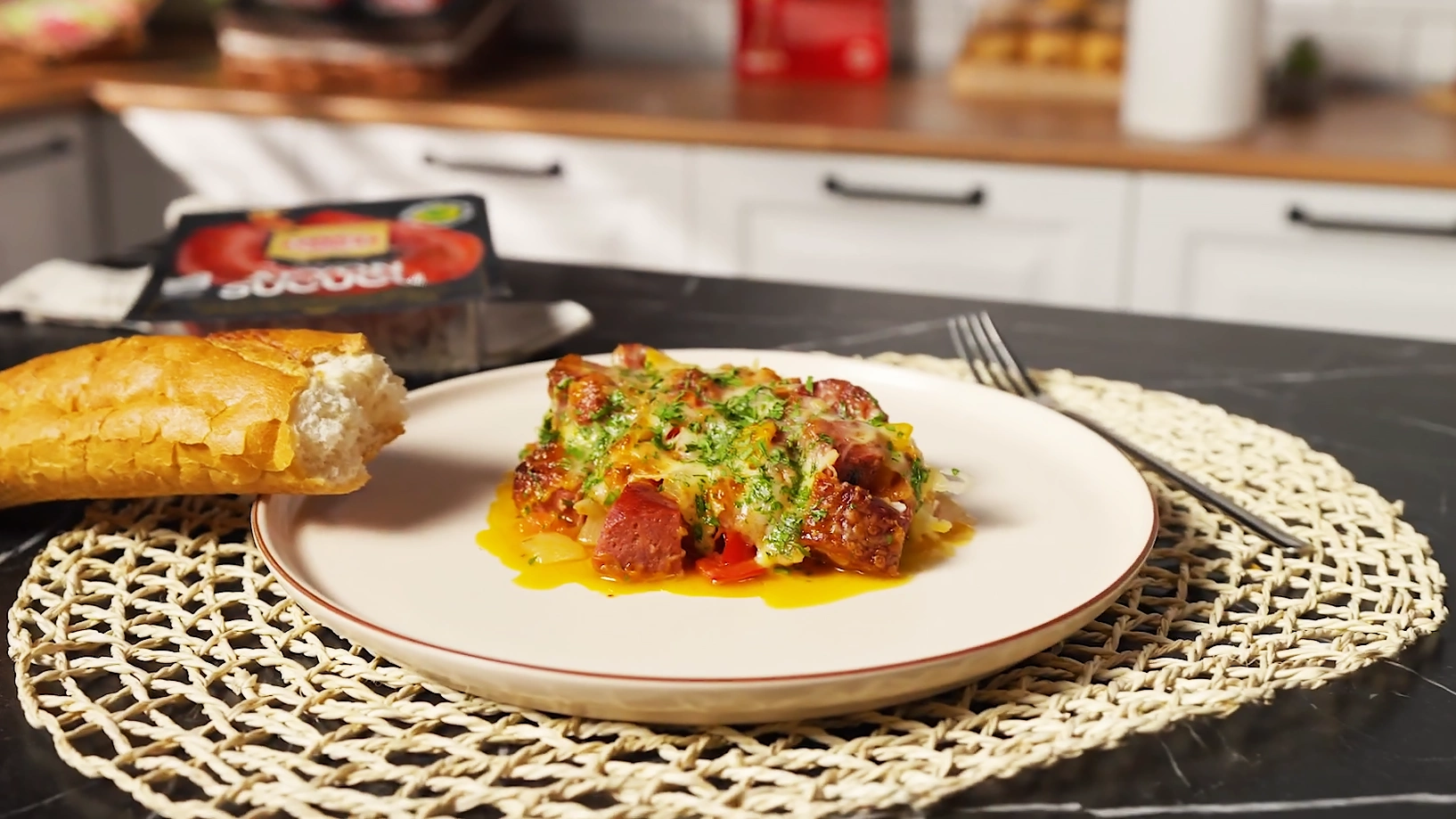 Güveçte Kaşarlı Sucuk Kavurma